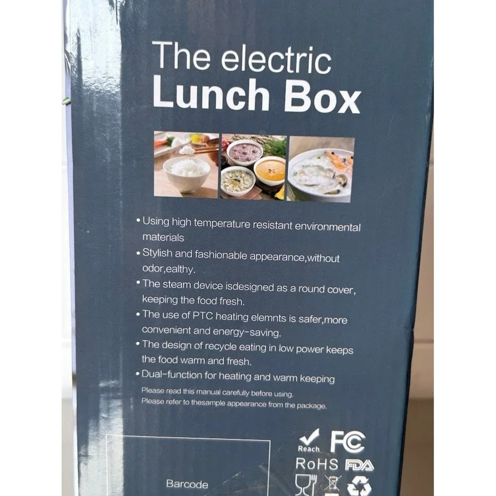 Charmdoo Electric Lunch Box Food Warmer Portable Heated Container‎ Gray Blue